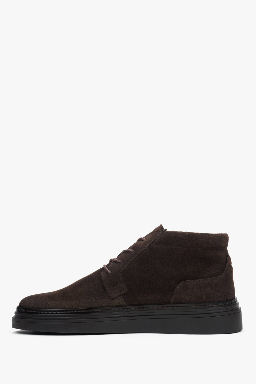 Men’s ankle boots in dark brown genuine velour with a soft insulated interior, Estro ER00118324.