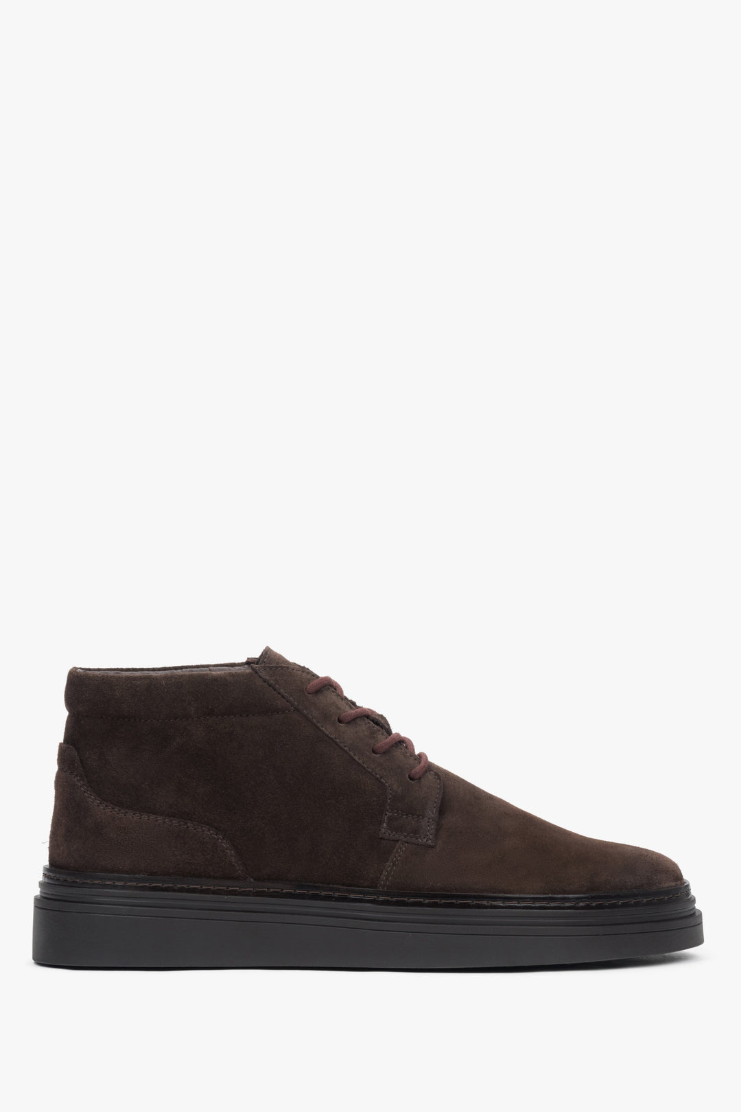 Men's Dark Brown Ankle Boots made of Genuine Velour with Light Insulation Estro ER00118324.
