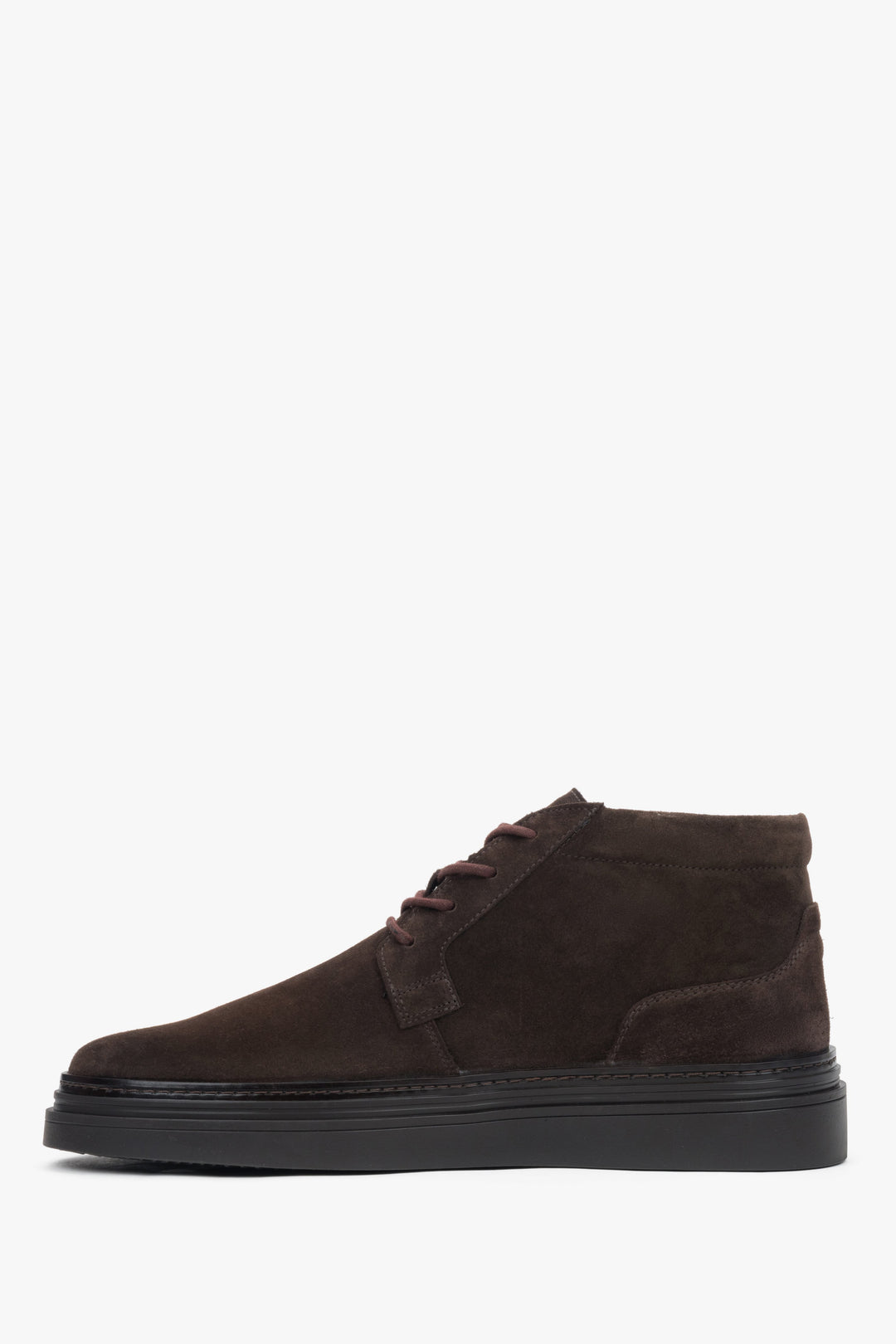 Men’s ankle boots in dark brown genuine velour with a soft insulated interior, Estro ER00118324.