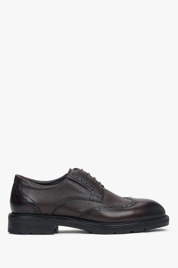 Men’s Dark Brown Brogue Shoes made of Genuine Leather Estro ER00118236.