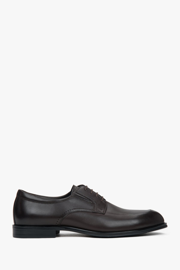 Men’s Dark Brown Derby Shoes in Genuine Leather Estro ER00117507.