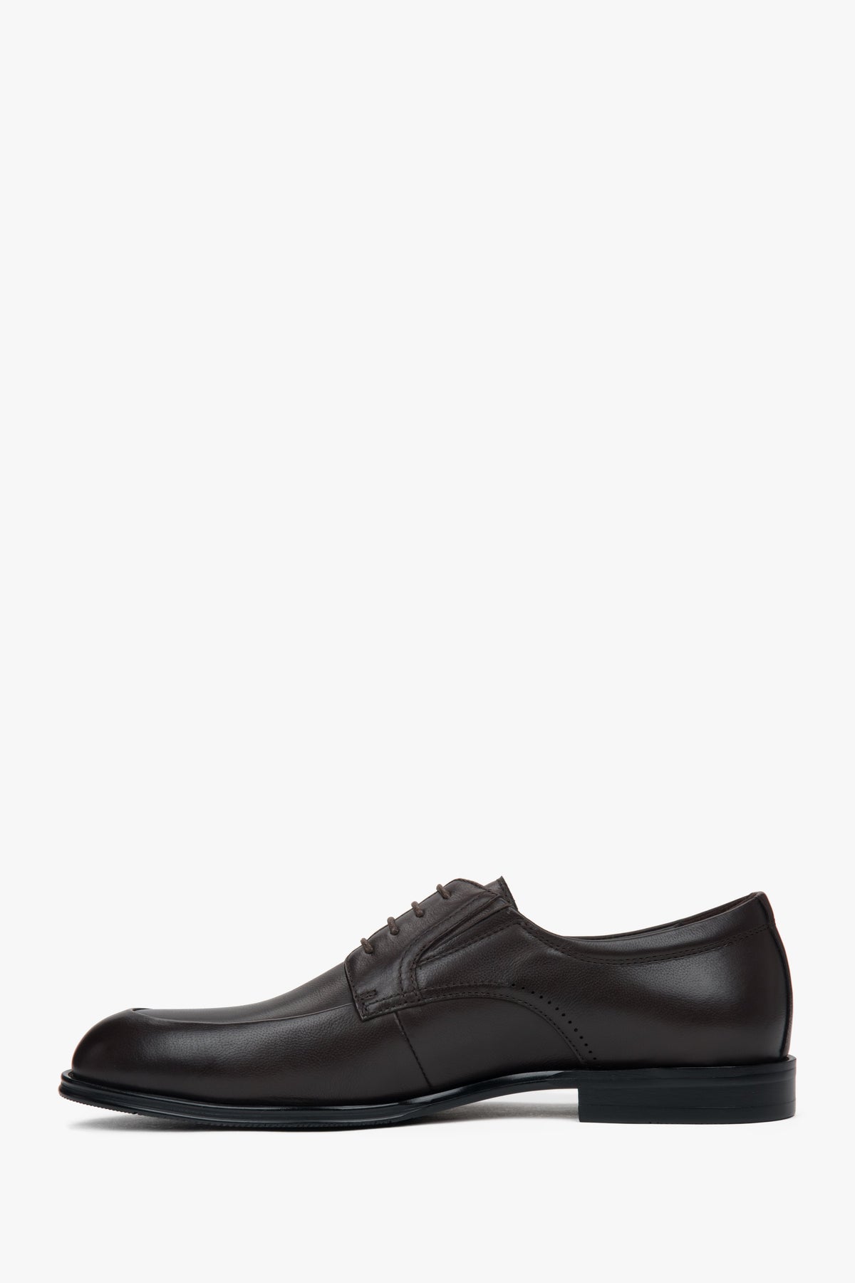 Dark brown men's derby shoes made of genuine leather, Estro.