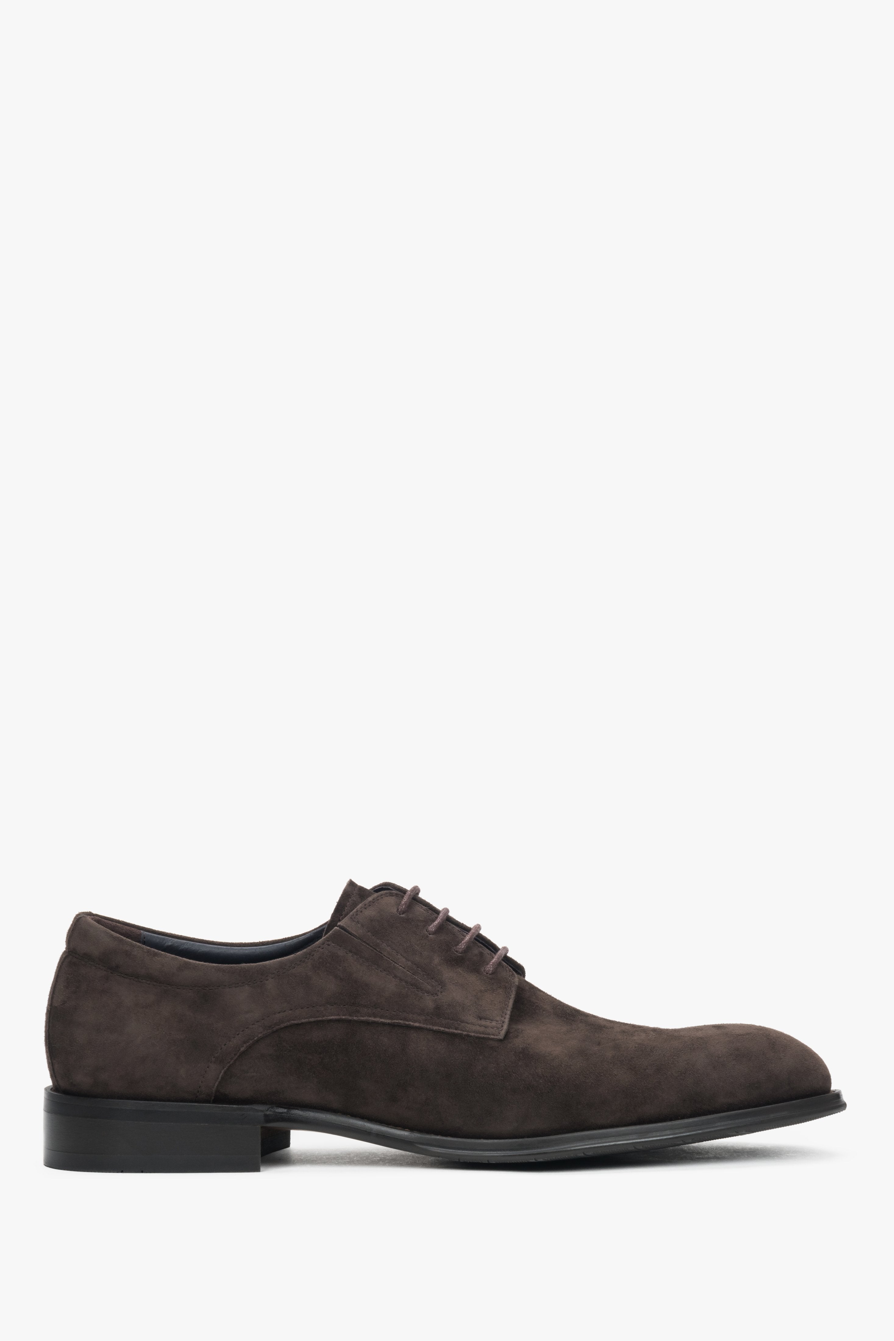 Men’s Dark Brown Derby Shoes in Genuine Velour Estro ER00119071.
