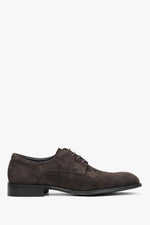 Men’s Dark Brown Derby Shoes in Genuine Velour Estro ER00119071.