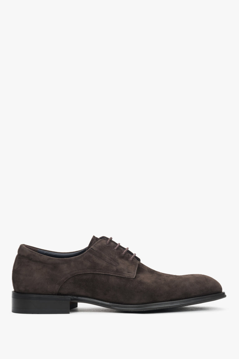 Men’s Dark Brown Derby Shoes in Genuine Velour Estro ER00119071.