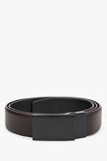 Men's Dark Brown Genuine Leather Belt with Minimalist Buckle Estro ER00120702.