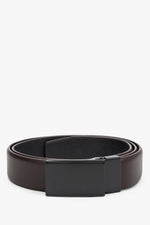 Men's Dark Brown Genuine Leather Belt with Minimalist Buckle Estro ER00120702.