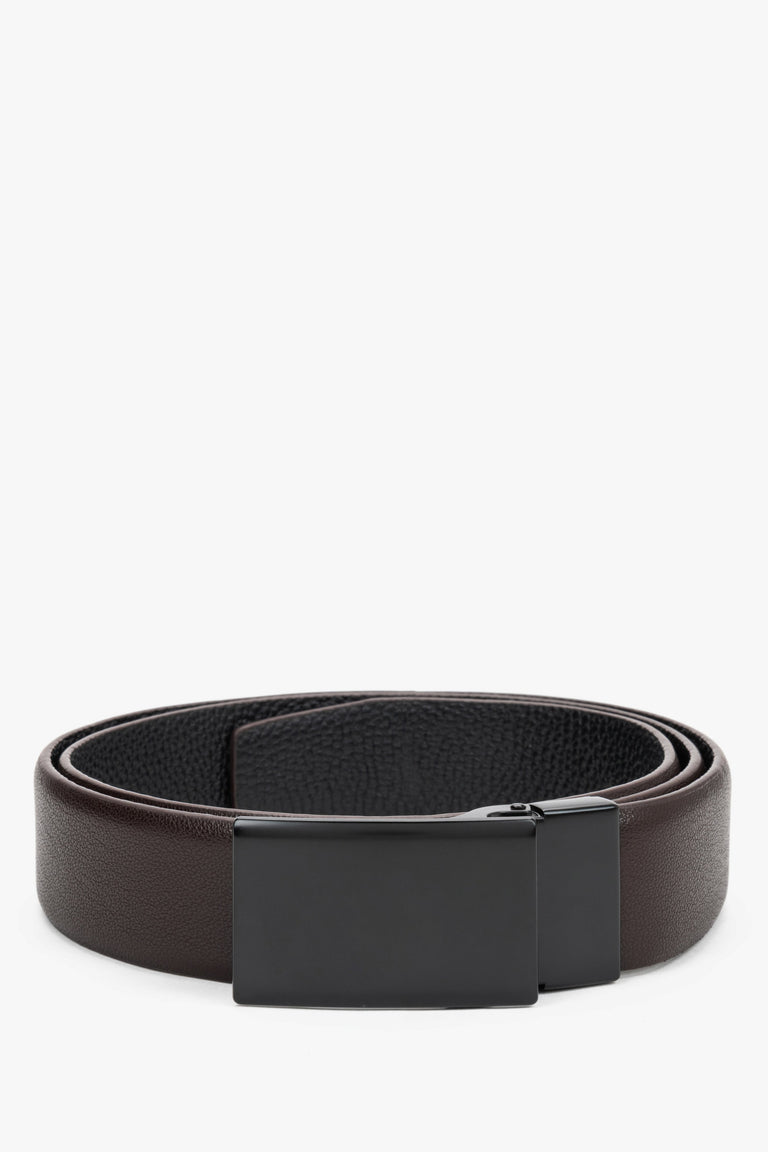 Men's Dark Brown Genuine Leather Belt with Minimalist Buckle Estro ER00120702.