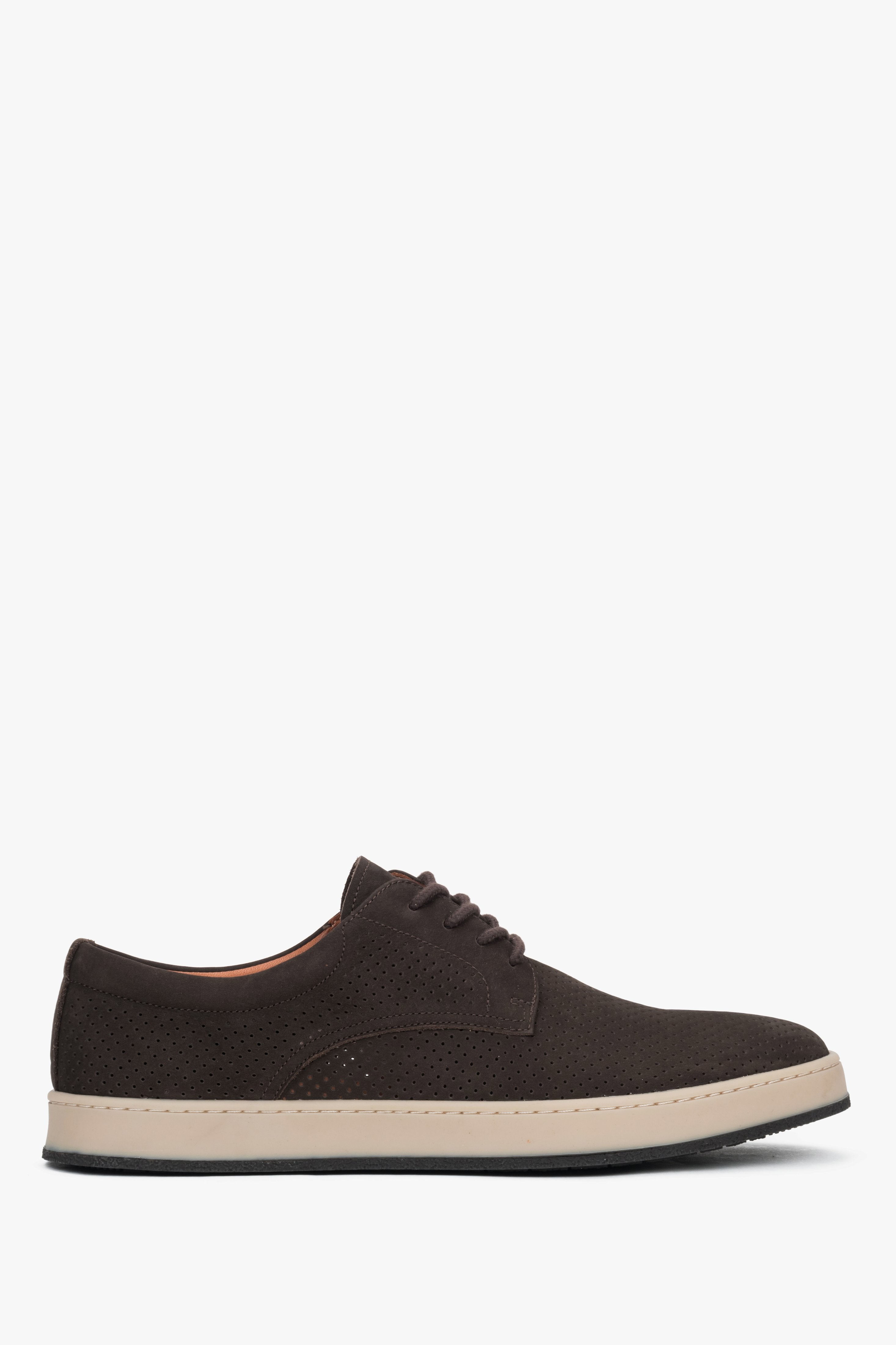 Men’s Dark Brown Derby Shoes in Genuine Velour Estro ER00119437.