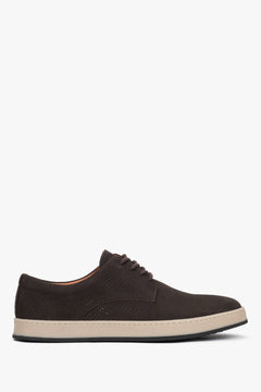 Men’s Dark Brown Derby Shoes in Genuine Velour Estro ER00119437.