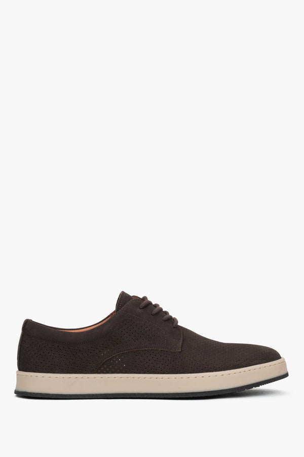 Men’s Dark Brown Derby Shoes in Genuine Velour Estro ER00119437.