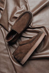 Men's Dark Brown Genuine Velour High-Top Loafers Estro ER00120638.