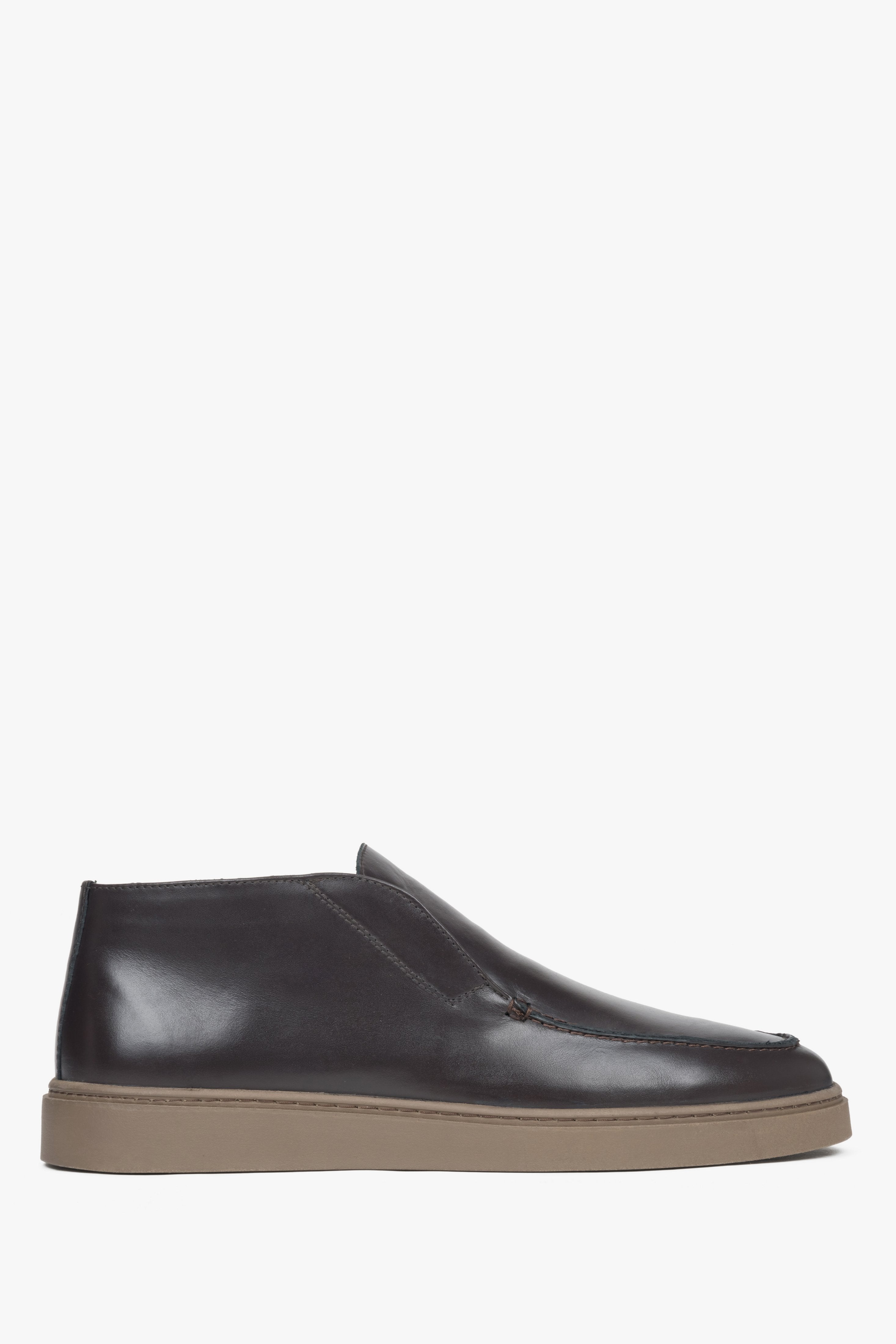 Men's Dark Brown High-Top Moccasins made of Premium Italian Genuine Leather Estro ER00117951.