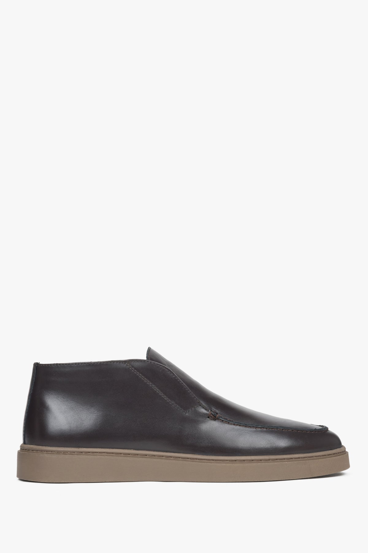 Men's Dark Brown High-Top Moccasins made of Premium Italian Genuine Leather Estro ER00117951.