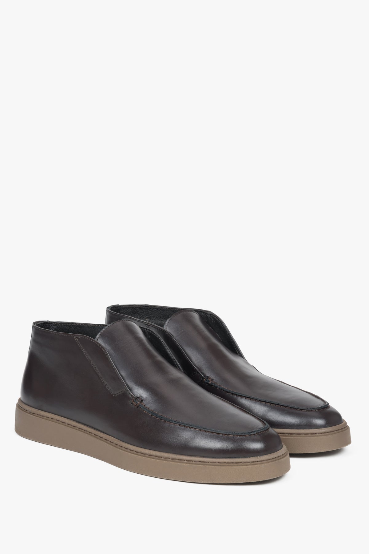 Dark brown high men’s loafers, crafted from the finest Premium Italian genuine leather.