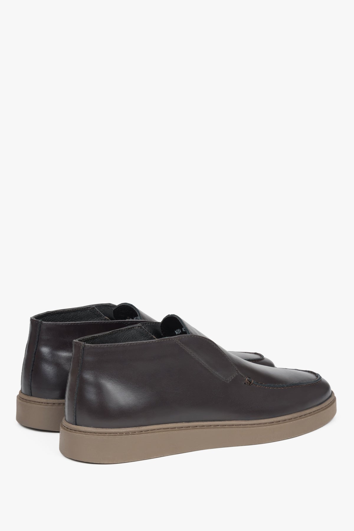 High men’s loafers by Estro. Dark brown, Premium Italian genuine leather.