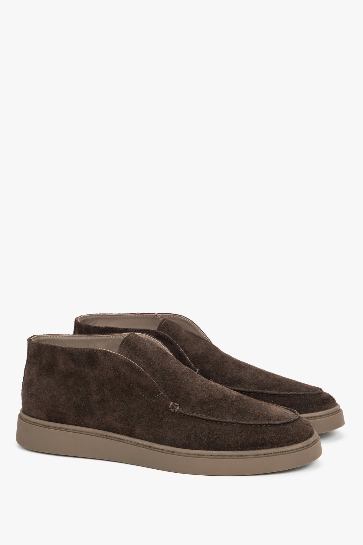 Men's dark brown slip-on moccasins by Estro.