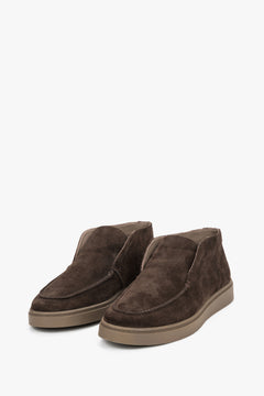 Men's dark brown moccasins by Estro.