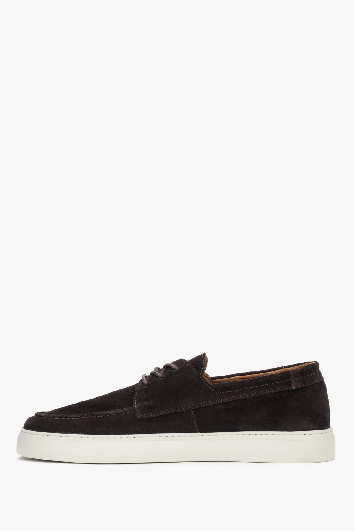 Estro dark brown men’s lace-up loafers in premium Italian natural velour.