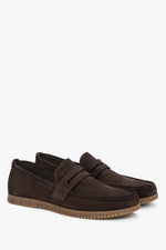 Men's Dark Brown Loafers in Genuine Italian Premium Velour Estro ER00119614.