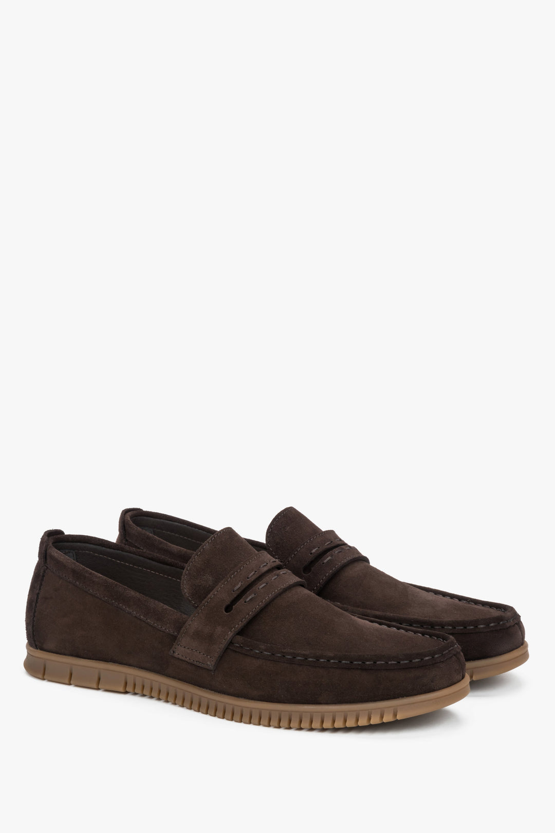Men's Dark Brown Loafers in Genuine Italian Premium Velour Estro ER00119614.