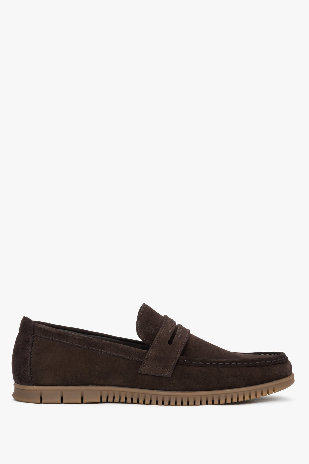 Dark brown men's loafers made of Premium natural Italian velour.