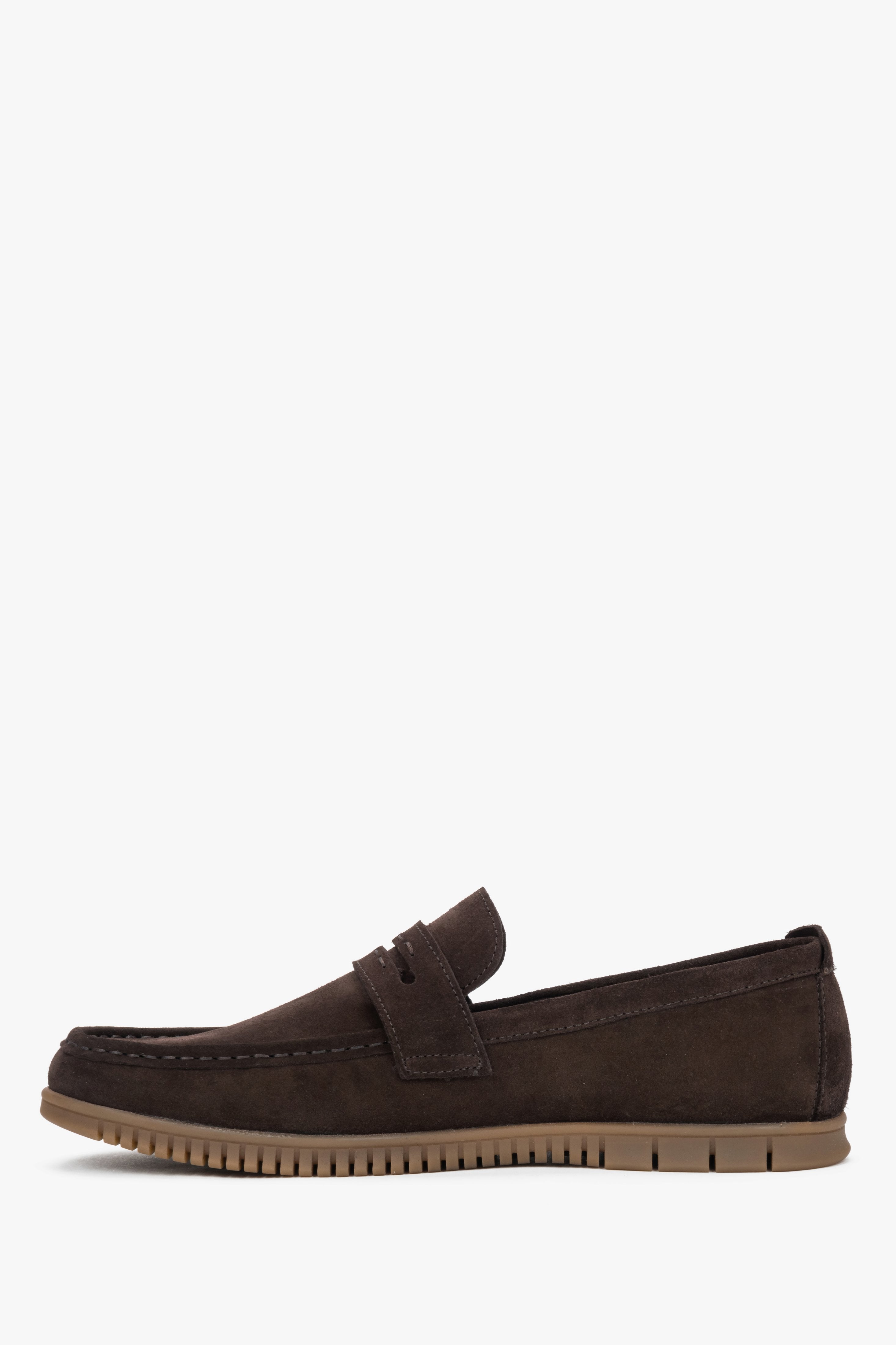 Men's dark brown loafers made of Premium natural Italian velour by Estro.
