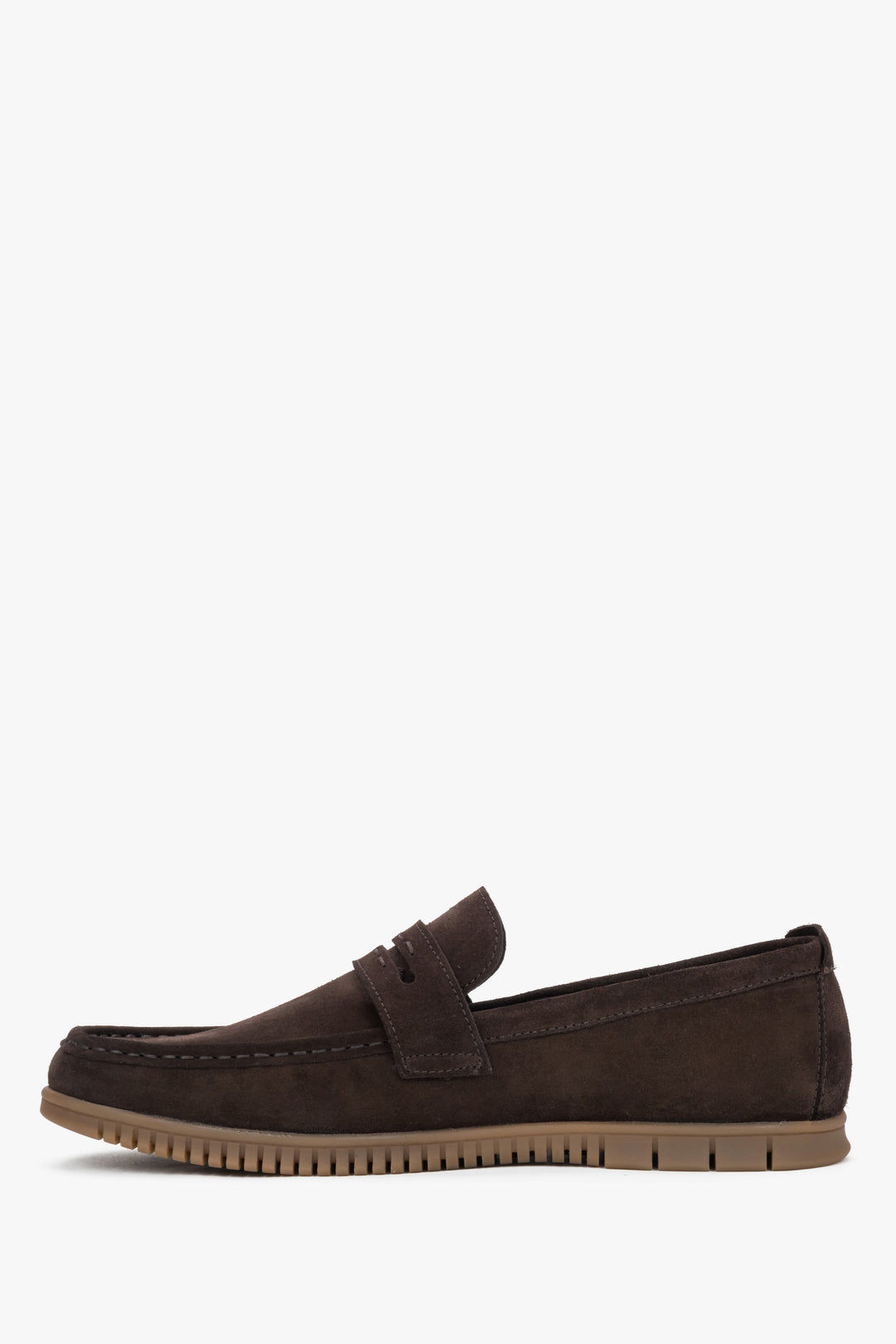 Men's dark brown loafers made of Premium natural Italian velour by Estro.