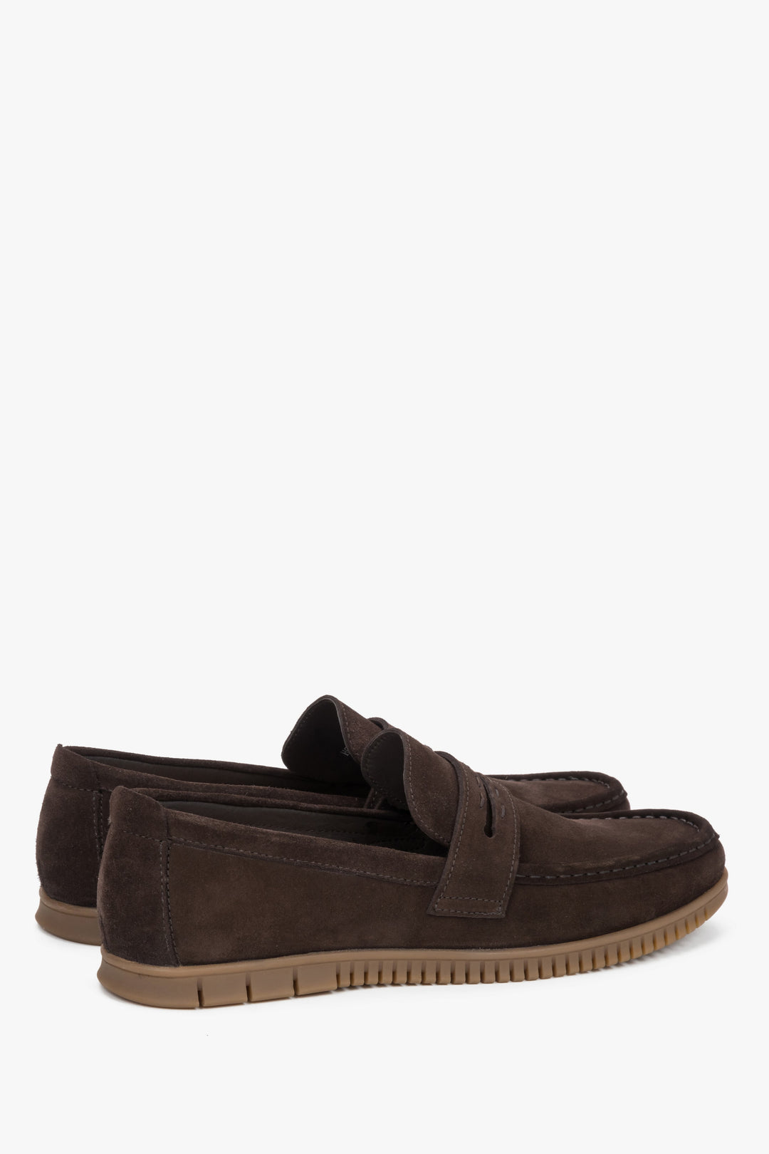 Estro men's dark brown loafers, crafted from Premium natural Italian velour.