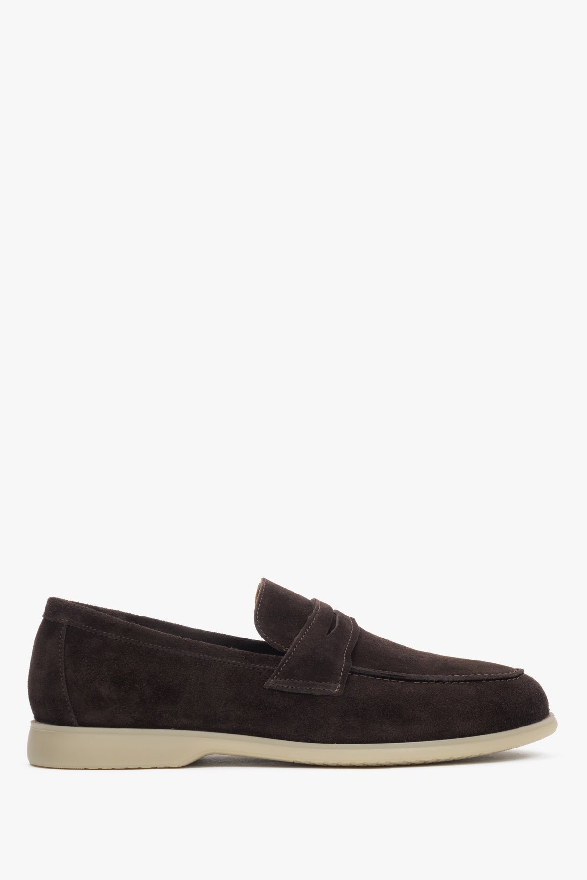 Men’s Dark Brown Classic Loafers made of Premium Italian Genuine Velour Estro ER00118886.