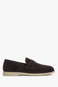 Men’s Dark Brown Classic Loafers made of Premium Italian Genuine Velour Estro ER00118886.