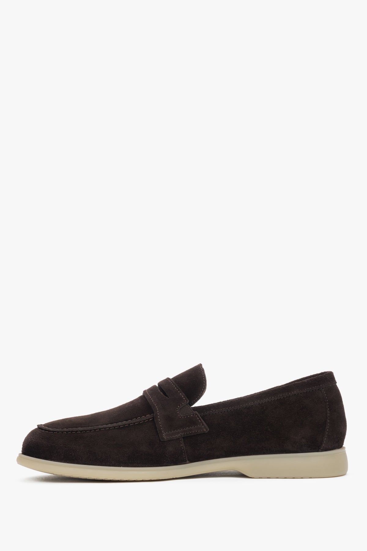 Estro men’s loafers, dark brown, made of Premium Italian genuine velour.