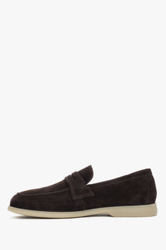 Estro men’s loafers, dark brown, made of Premium Italian genuine velour.
