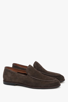 Men's Dark Brown Loafers made of Soft Genuine Velour Estro ER00119381.