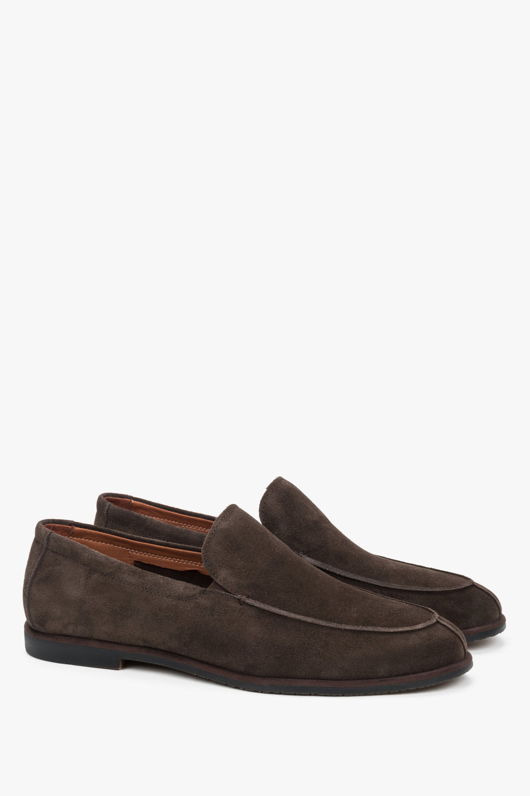 Men's Dark Brown Loafers made of Soft Genuine Velour Estro ER00119381.