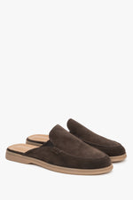 Men’s Dark Brown Mules made of Premium Italian Genuine Velour Estro ER00119622.