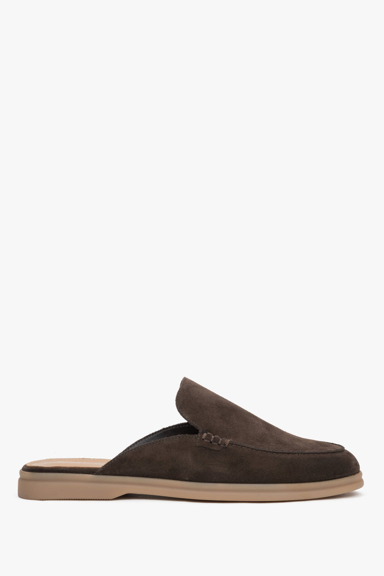 Men’s dark brown mule sandals made of premium Italian genuine leather Estro.