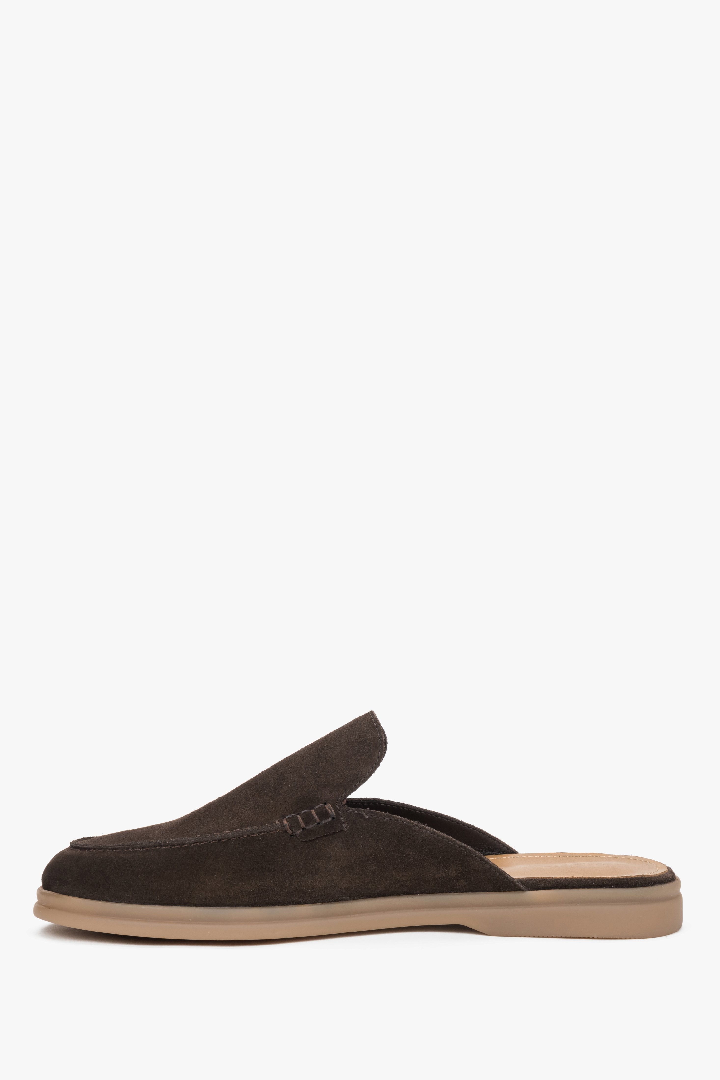 Men’s mule sandals, dark brown, made of premium Italian genuine leather, Estro.
