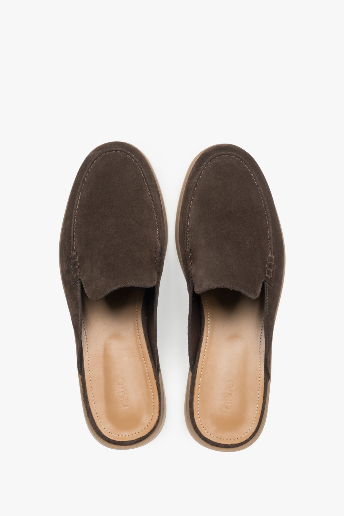 Made of premium Italian genuine leather, dark brown men’s mule sandals Estro.