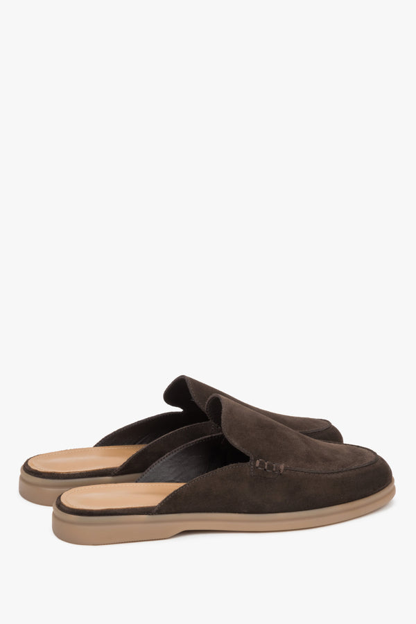 Dark brown men’s mule sandals Estro made of premium Italian genuine leather.