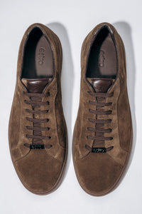 Men’s Dark Brown Sneakers in Genuine Velour with a Soft Sole Estro ER00119200.
