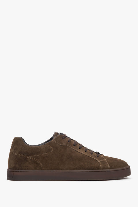 Dark brown men’s sneakers in genuine velour with a soft rubber sole Estro.