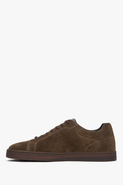Dark brown velour men’s sneakers designed for spring and autumn wear.