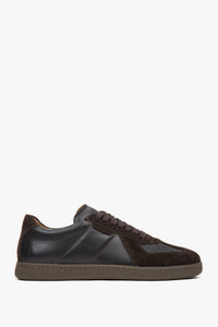 Men's Dark Brown Sneakers made of Premium Italian Genuine Leather and Velour Estro ER00118069.
