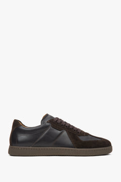 Men's Dark Brown Sneakers made of Premium Italian Genuine Leather and Velour Estro ER00118069.