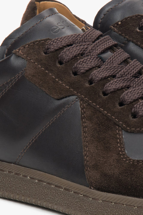 Luxury men’s sneakers crafted from a combination of high-quality Italian genuine leather and soft brown velour.