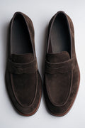 Men's Dark Brown Soft Loafers in Genuine Velour Estro ER00119039.