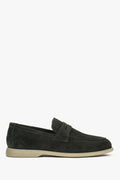 Men’s Dark Green Loafers made of Premium Italian Genuine Velour Estro ER00118892.