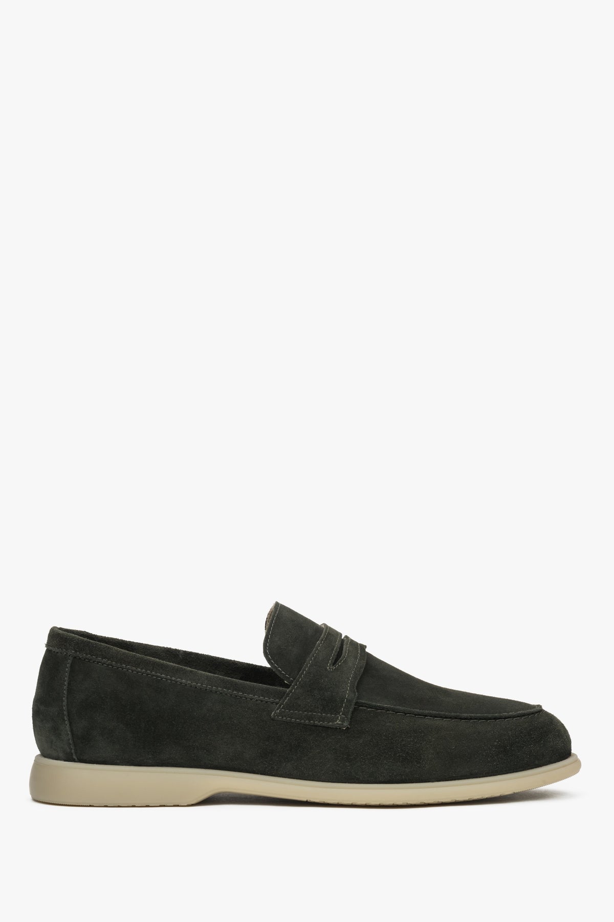 Men’s Dark Green Loafers made of Premium Italian Genuine Velour Estro ER00118892.
