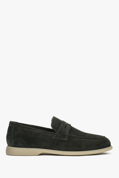 Men’s Dark Green Loafers made of Premium Italian Genuine Velour Estro ER00118892.